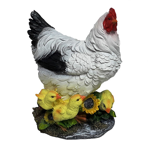Садовая фигура Курица с цыплятами на подсолнухе Н-27см