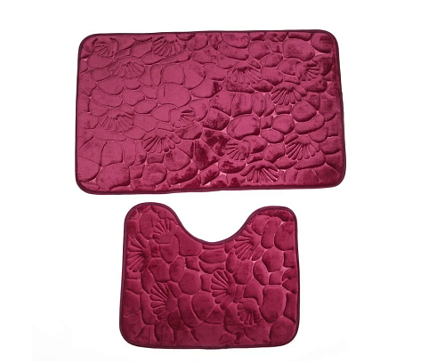 Набор ковриков для ванны Галька и ракушки 40х50 50х80 бордовые Набор ковриков для ванны Галька и ракушки 40х50 50х80 бордовые