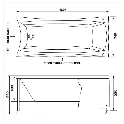 Панель боковая AQUANET Cariba 75 139581 Панель боковая AQUANET Cariba 75 139581