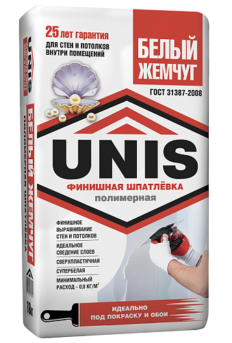 Шпатлевка полимерная UNIS Белый Жемчуг 18 кг