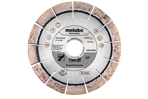 Круг алмазный Metabo 125х22,23мм по граниту сигмент Prof Круг алмазный Metabo 125х22,23мм по граниту сигмент Prof