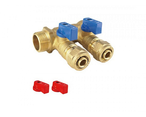 Коллектор TIM с шаровыми кранами 3/4"х1/2"  2 выхода под конус