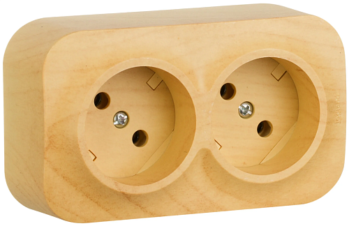 Розетка Legrand двойная открытая установка с заземлением дерево