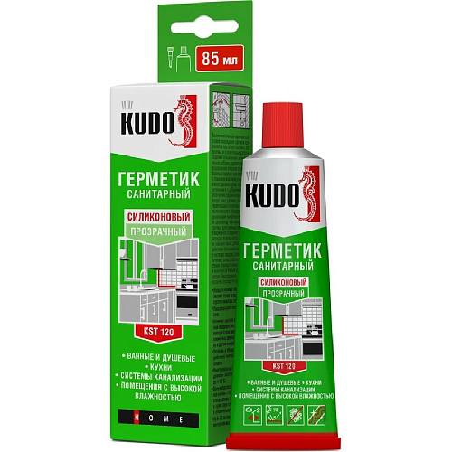 Герметик KUDO силиконовый санитарный прозрачный 85мл