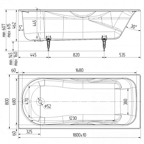 Ванна чугунная Универсал СИБИРЯЧКА-У 180х80