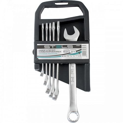 Набор ключей комбинир 8-17мм 6шт мат.хром STELS