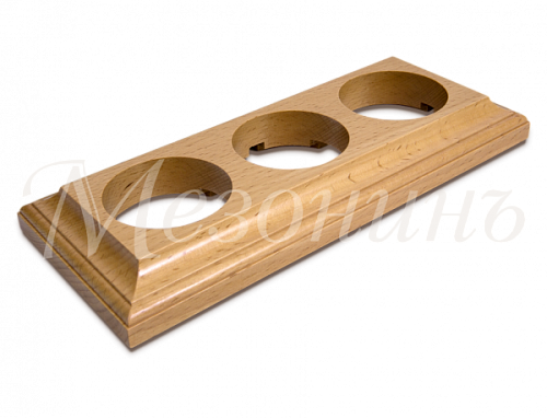 Рамка трехместная "Престиж" бук натуральный, для наружного и внутреннего монтажа, ТМ "МезонинЪ" GE70708-25