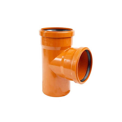 Тройник канализационный для наружных работ d200 мм х d200 мм х 90° Рыжий