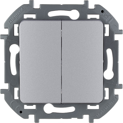 Выключатель Legrand Inspiria двухклавишный 10А, алюминий