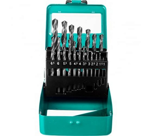 Набор СИБИН сверл по металлу бестрорежущая сталь 1-10мм 19шт