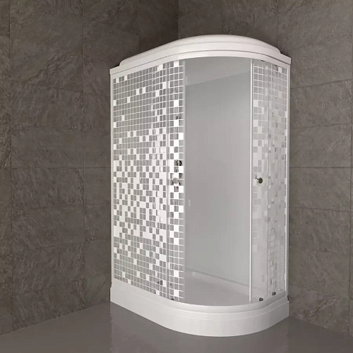 Душевая кабина Triton Коралл 120х80 А левая, стекл.мозаика, проф.белый,низкий. под.,сифон, 6 мест