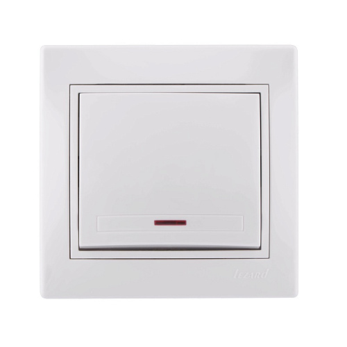 Выключатель с подсветкой Lezard одноклавишный скрытая установка белый с белой вставкой