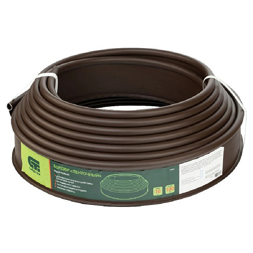 Бордюр Ленточный 10х1000см полиэтиленовый оливковый Сибртех