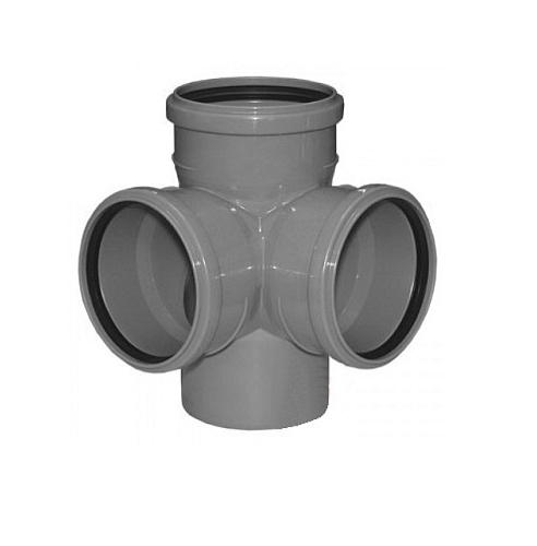 Крестовина канализационная двухплоскостная d110 мм с двумя отводами d110 мм 90°