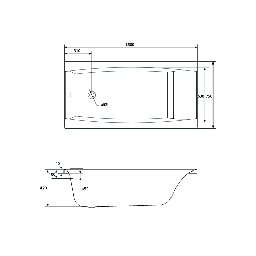 Ванна Cersanit VIRGO 150х75 ультра белая без каркаса