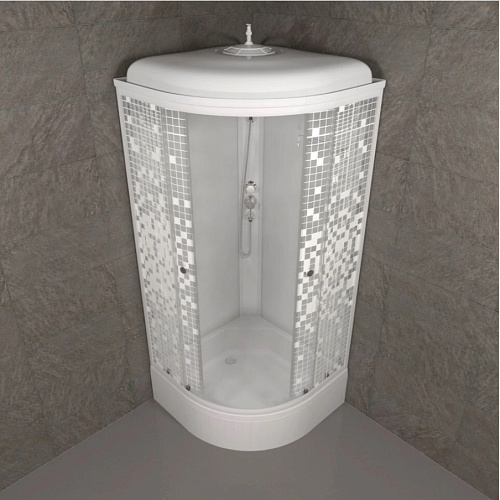 Душевая кабина Тритон Мозаика 90х90 1/4 круга средний поддон 7 мест +сифон 50мм