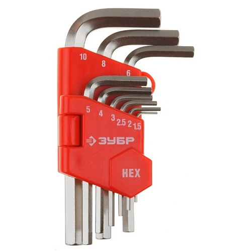 Ключи ЗУБР Мастер НЕХ1,5-10мм набор 9предметов длинные с шариком