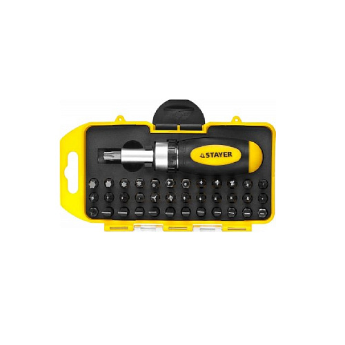 Отвертка реверсивная с насадками STAYER 38 предметов