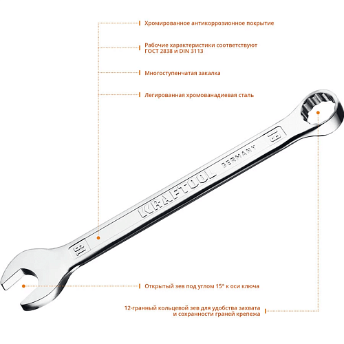 Ключ комбиниров гаечный  KRAFTOOL 19мм