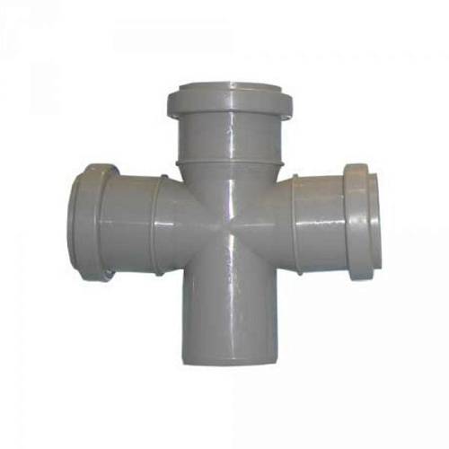 Крестовина канализационная одноплоскостная d50 мм с двумя отводами d50 мм 90°