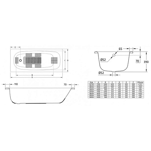 Ванна стальная BLB Universal 170х70 с ножками