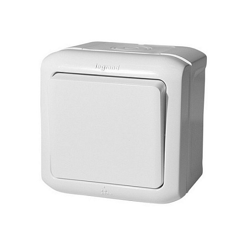Выключатель Legrand одноклавишный полугерметический открытая установка белый