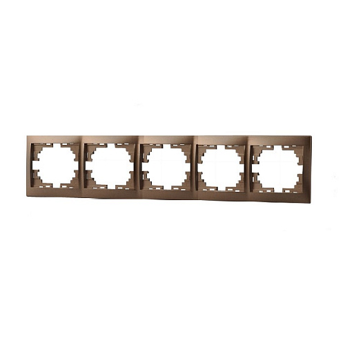 Рамка Lezard 5 постов горизонтальная скрытая установка светло-коричневая металлик
