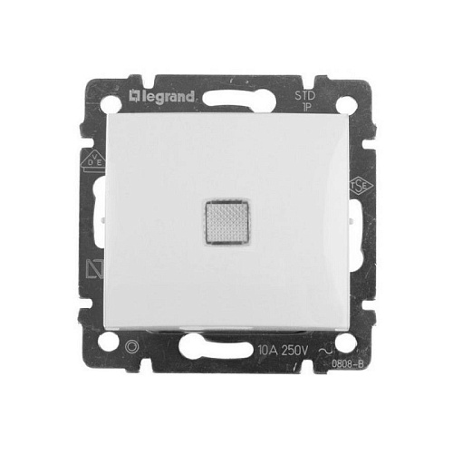 Выключатель проходной с подсветкой Legrand одноклавишный скрытая установка белый