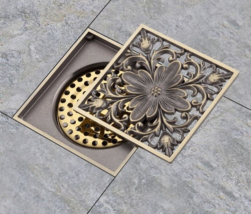 Трап душевой бронза 100х100