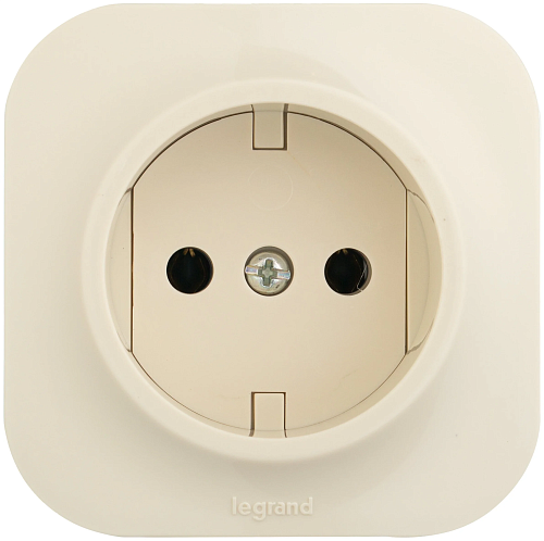 Розетка Legrand одинарная открытая установка без заземления крем