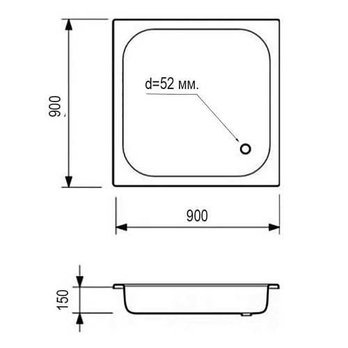 Поддон ВИЗ АНТИКА 900х900х150 APS-90101 стальной квадрат 
