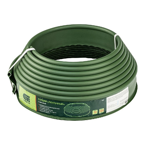 Бордюр Ленточный 10х1000см полиэтиленовый оливковый Сибртех