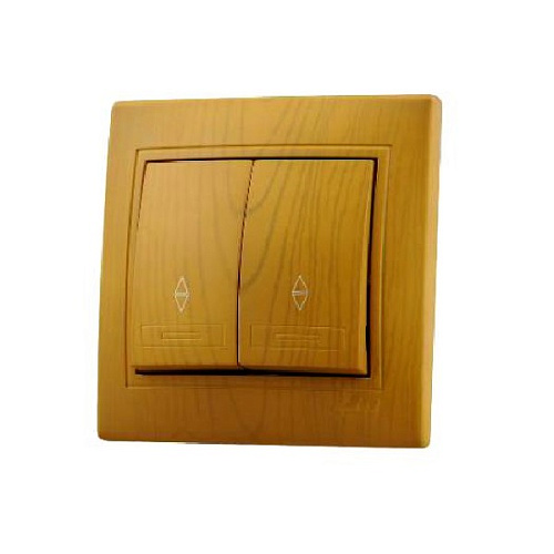 Выключатель проходной Lezard двухклавишный скрытая установка ольха