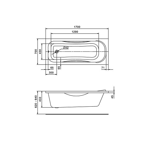 Ванна акриловая Santek Тенерифе 170х70 без каркаса