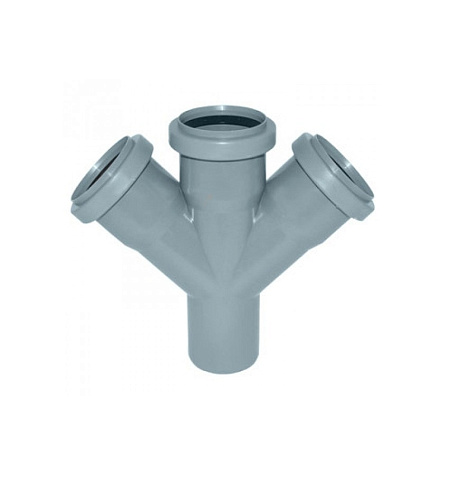 Крестовина канализационная одноплоскостная d50 мм с двумя отводами d50 мм 45°