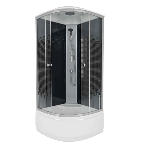 Душевая кабина NIAGARA NG-7507-14BLACK 800х800х2150 высокий поддон стекло мозайка