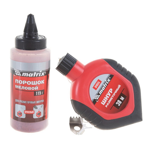 Шнур разметочный + красный порошок MATRIX