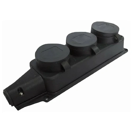 Колодка UNIVersal тройная однофазная с заглушками каучук с заземлением