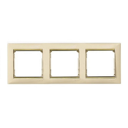 Рамка Legrand 3 поста скрытая установка слонвая кость/золото