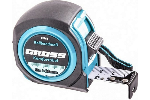 Рулетка 5мх25мм обрезиненный корпус GROSS Komfortabel
