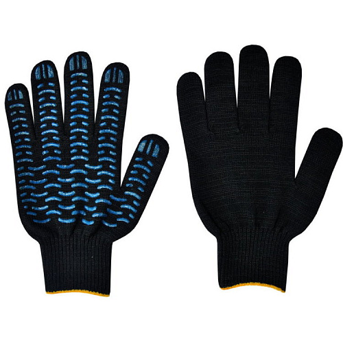 Перчатки х/б трикотажные ПВХ точка черные 10 класс СТАНДАРТ