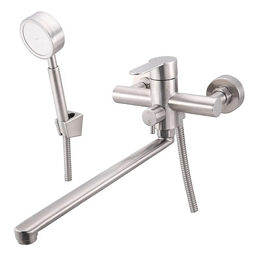 Смеситель для ванны с длинным изливом сатин