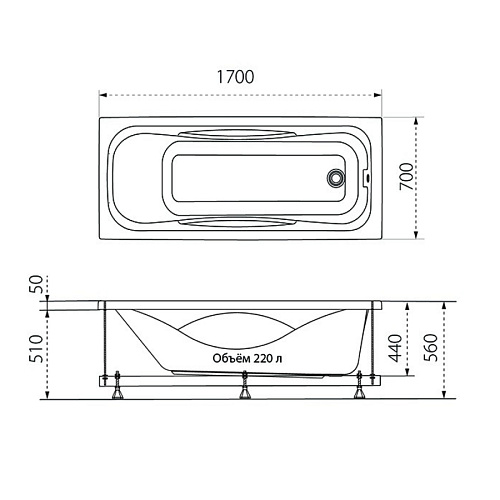 Ванна акриловая TRITON Оптима 170х70 с каркасом