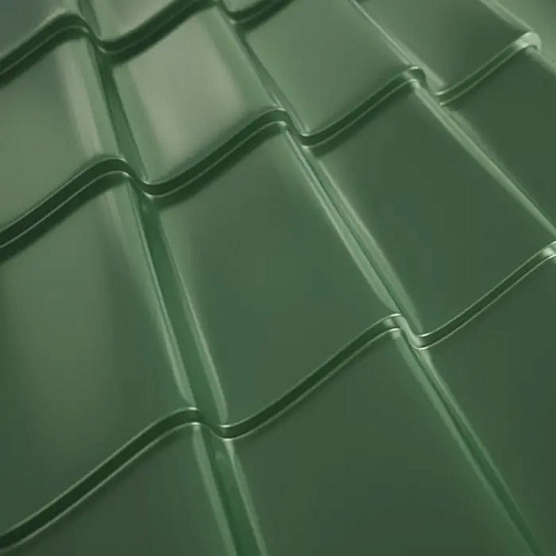 Металлочерепица Супермонтеррей ПЭ RAL6005 0,50мм