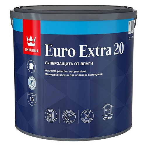Краска водно-дисперсионная EURO EXTRA 20 А полуматовая 2,7л