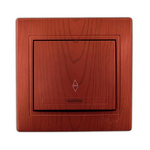 Выключатель проходной с подсветкой Lezard одноклавишный скрытая установка вишня