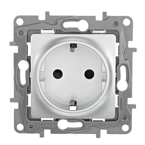 Розетка Legrand одинарная скрытая установка без заземления алюминий