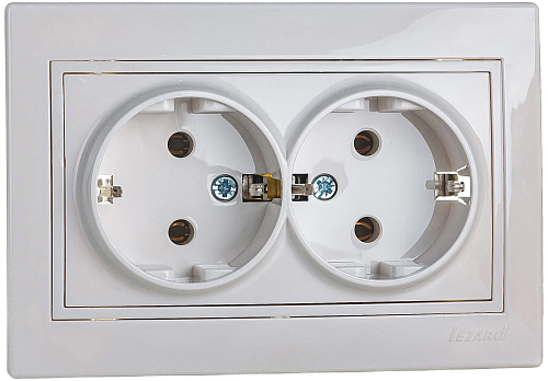 Розетка Lezard MIRA двойная скрытая установка с заземлением белая