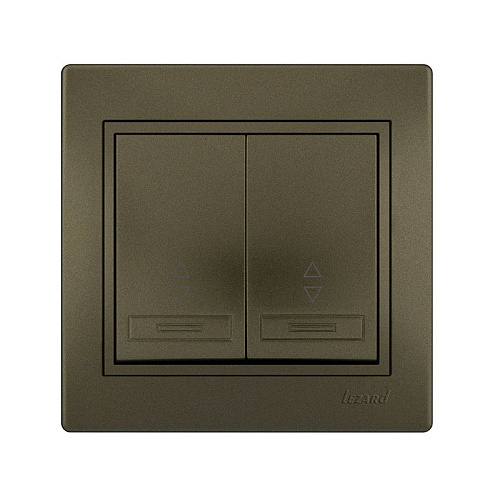 Выключатель проходной Lezard двухклавишный скрытая установка светло-коричневый металлик
