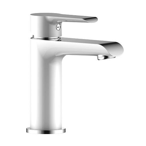 Смеситель одноручный 35мм  для умывальника монолитный хром , белый W35-12